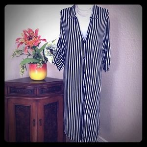 💜PaperPlanet Black/Off White Striped Shirt Dress